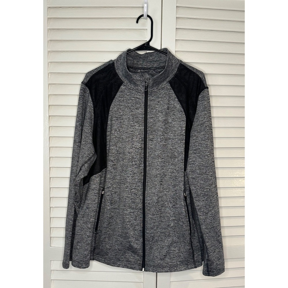 Livi Active Lane Bryant Size 22/24 Black Space Dye Full Zip Active Jacket